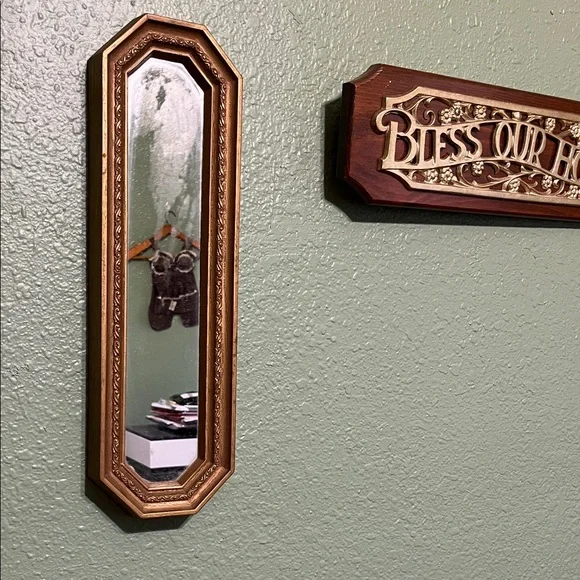 1970s Gold Rectangle Midcentury Modern Mirror - Picture 4 of 7